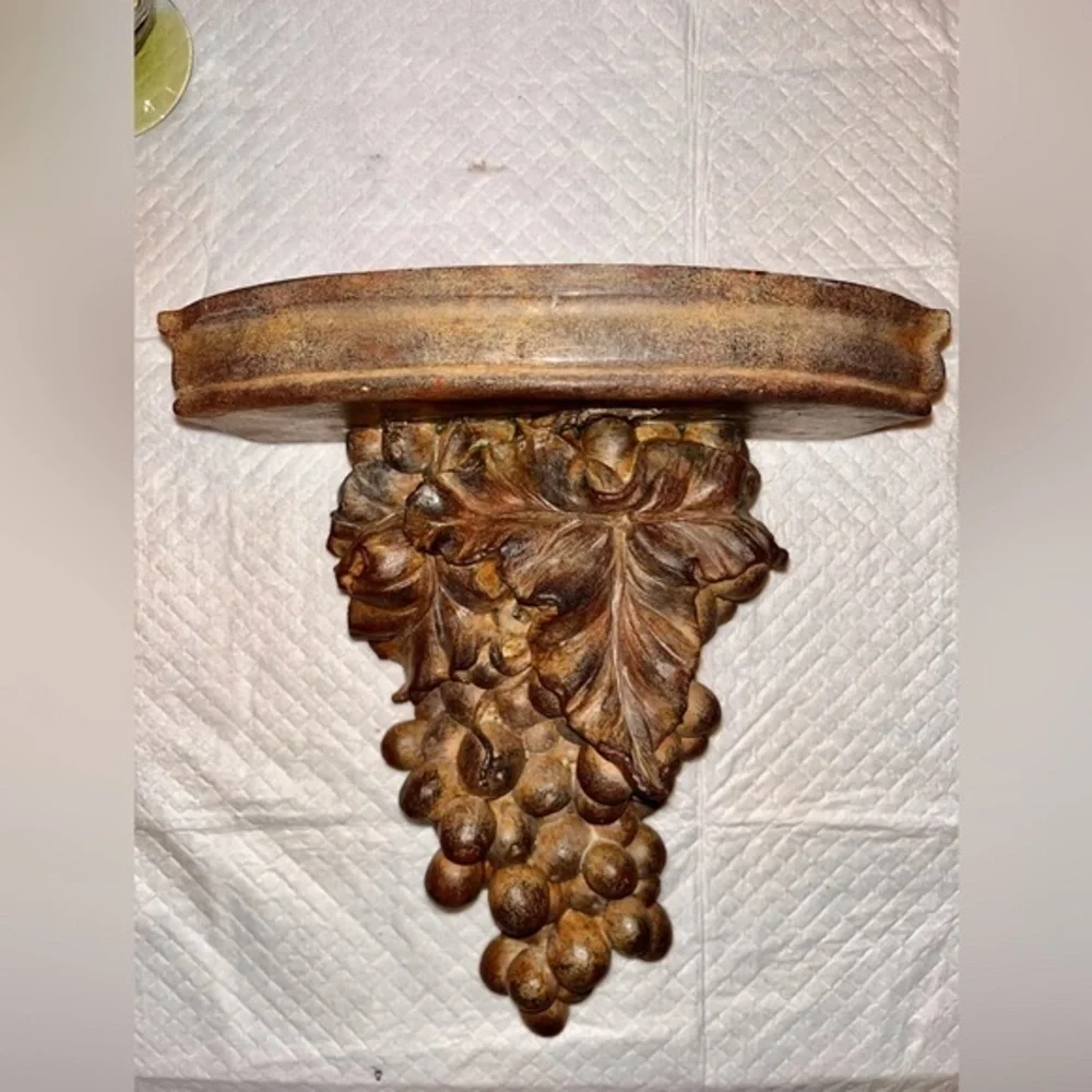 Gold gilt Mediterranean vine grape Wall shelf ,sconce , corbel composite 10 3/4